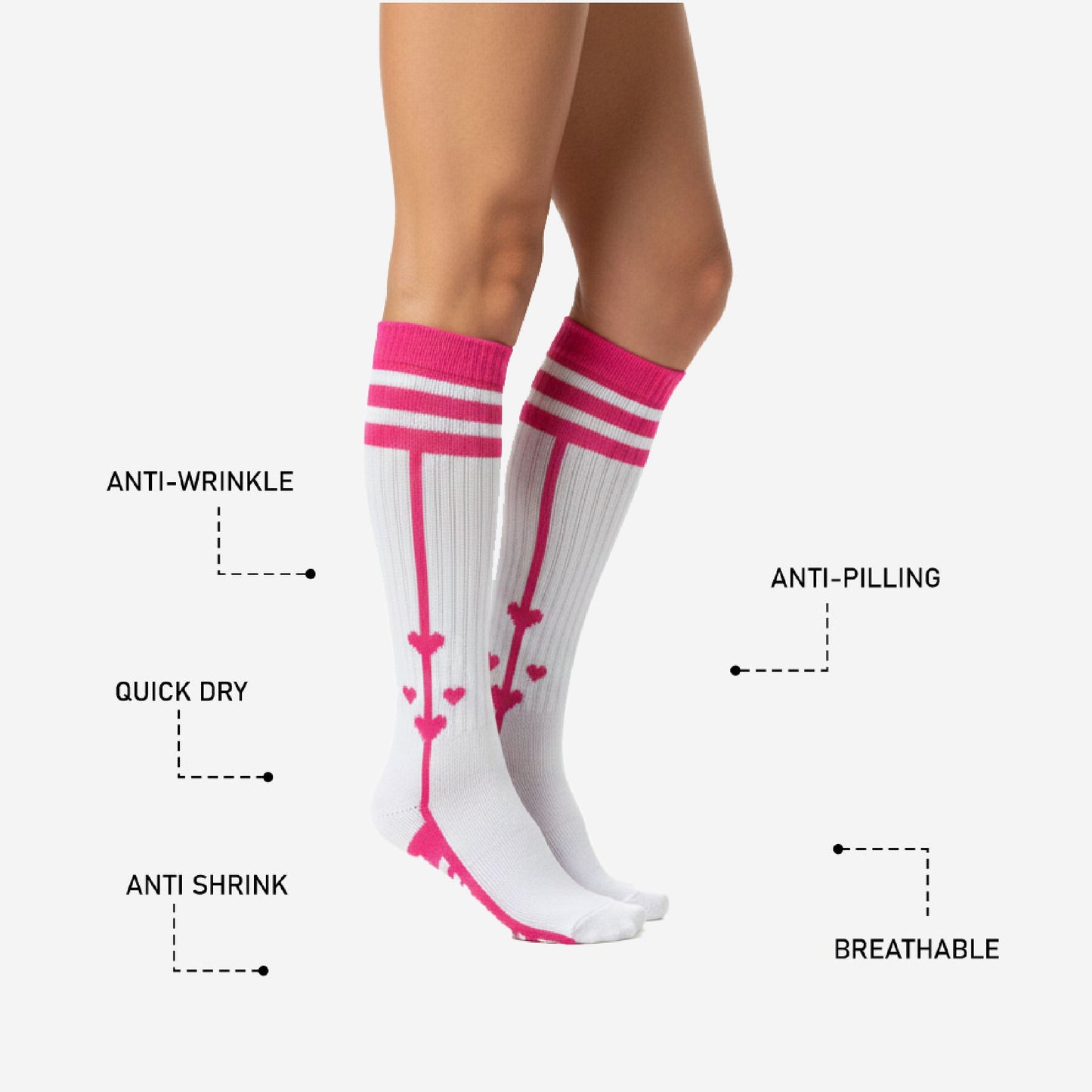 Custom Cheerleading Knee Socks - Striped Athletic Performance Socks