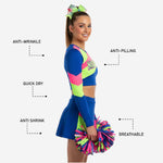 Custom Sublimated Blue Cheerleading Set - Crop Top & Pleated Skirt Team Uniform