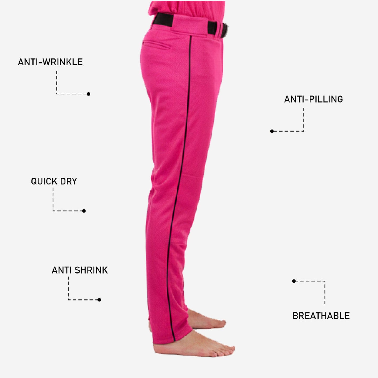 Custom Baseball Pants - Custom Team Colors Uniform Pants in Pink
