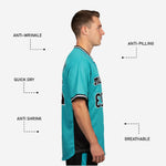Custom Baseball Jersey in Tiffany Blue - Full Button Baseball Jersey Team Name & Number