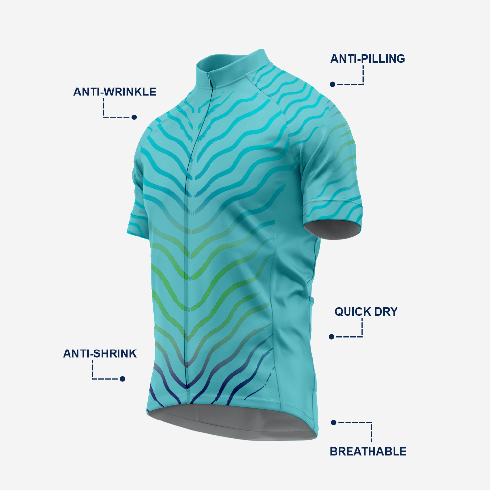 Men’s Turquoise Short Sleeve Cycling Jersey for Road and Racing
