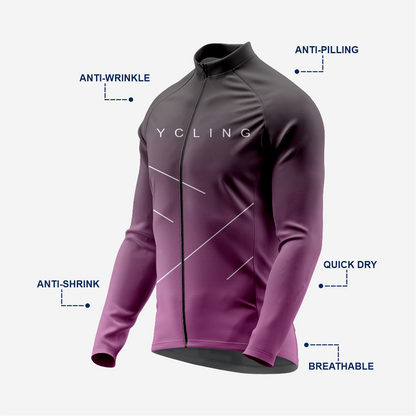 Men’s Long Sleeve Cycling Top and Bib Shorts Set - Dark Lavender