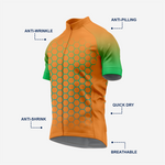 Herren Fahrradtrikot mit Hexagon-Muster, Braun | Kurzarm Performance-Fahrradshirt