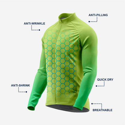 Full Zip Long Sleeve Cycling Jersey for Men | Hexagon Bike Shirt - K2 Sportswear | Custom Sports Uniforms & Apparels - K2 Sportswear