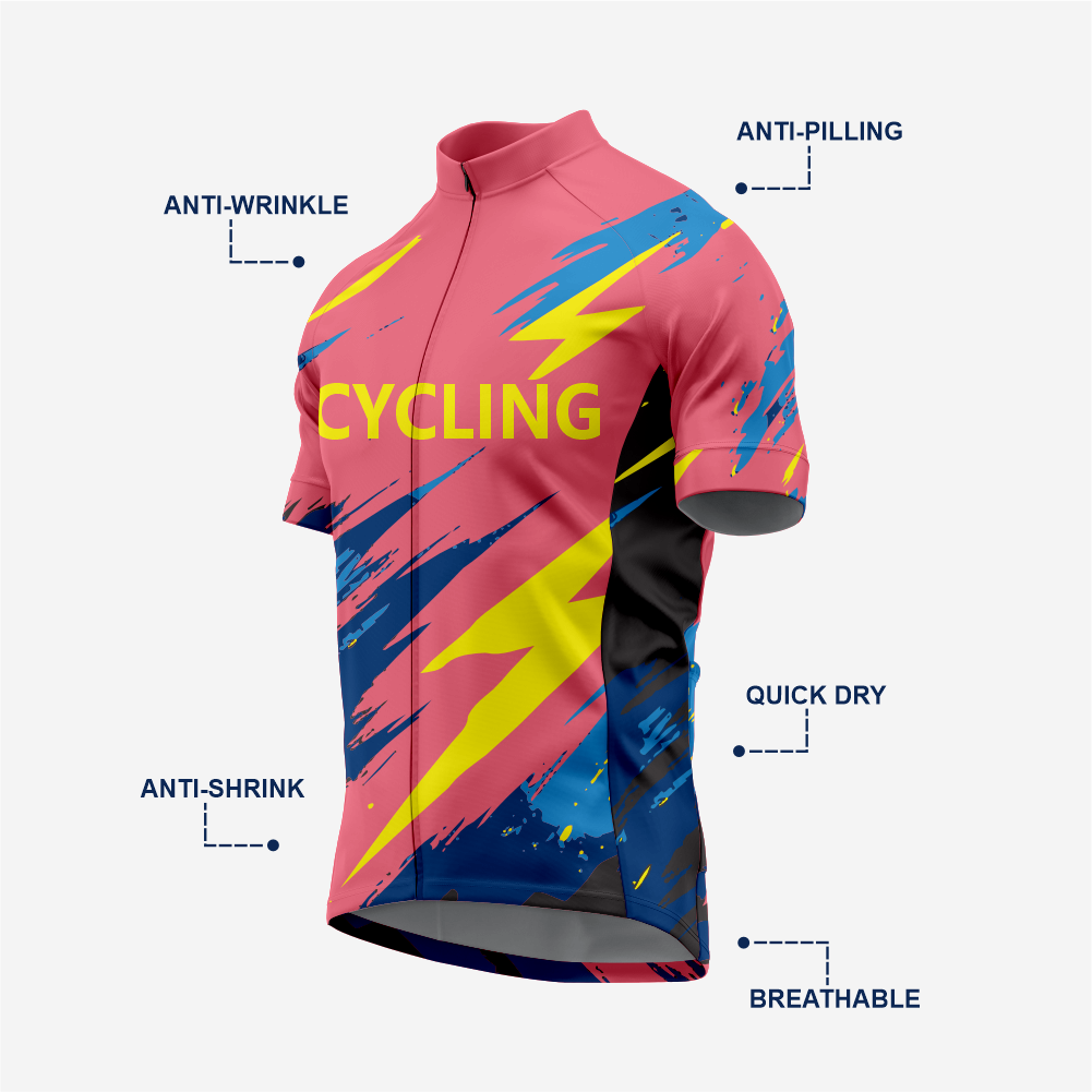Men’s Short Sleeve Cycling Jersey for Road and Racing - Candy Pink