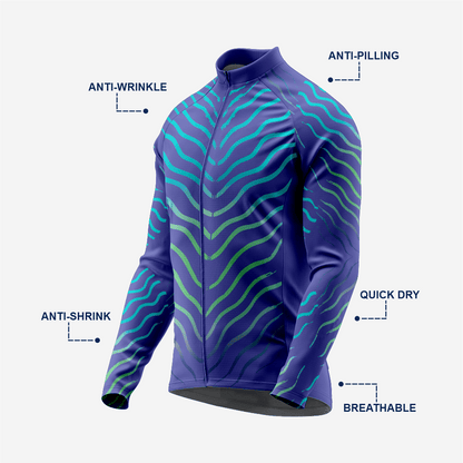 Blue Men’s Long Sleeve Cycling Jersey Durable Bicycle Jerseys Mens - K2 Sportswear | Custom Sports Uniforms & Apparels - K2 Sportswear