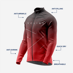 Men’s Long Sleeve Cycling Top and Bib Shorts Set - Red & Gray - K2 Sportswear | Custom Sports Uniforms & Apparels - K2 Sportswear