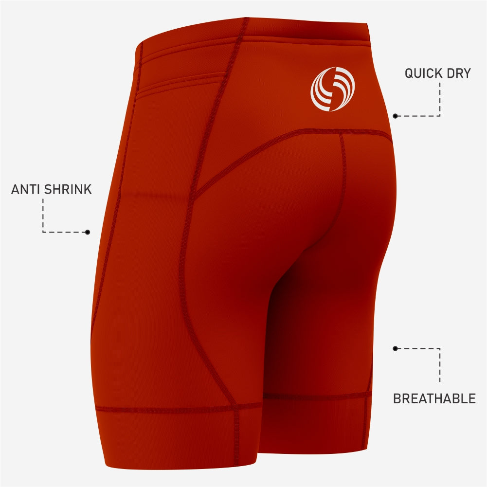 Personalized Men's Cycling Shorts in Crimson Red