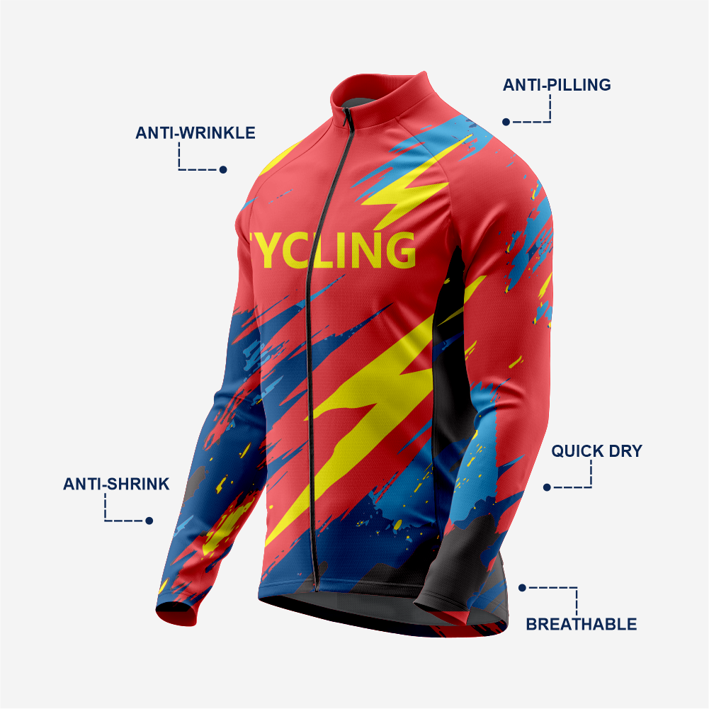 Men’s Long Sleeve Bike Jersey and Bib Shorts Set - Red