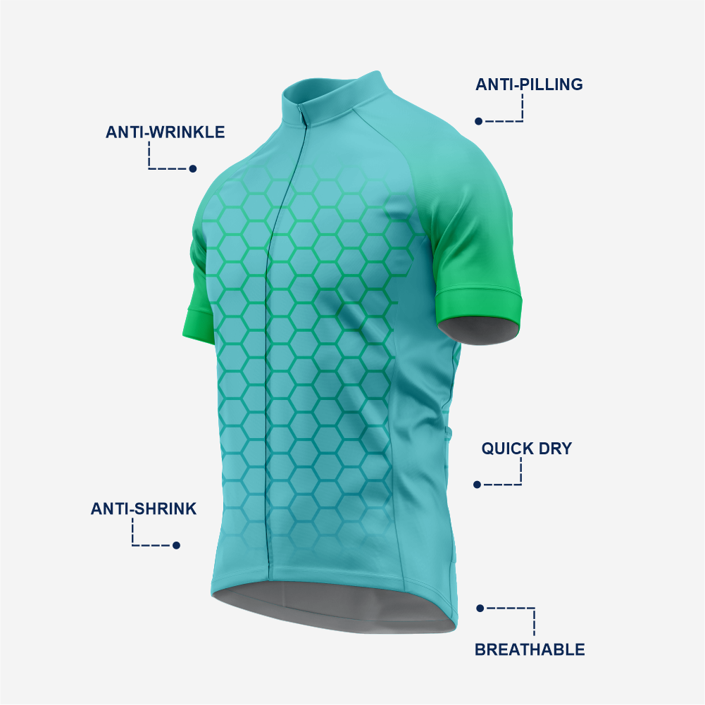 Short Sleeve Cycling Jersey Men | Hexagon Pattern Bike Shirt