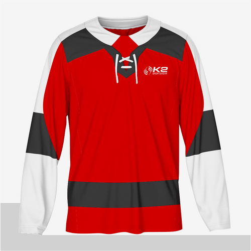 Custom Ice Hockey Jersey in Red/Black - K2 Sportswear | Custom Sports Uniforms & Apparels - K2 Sportswear