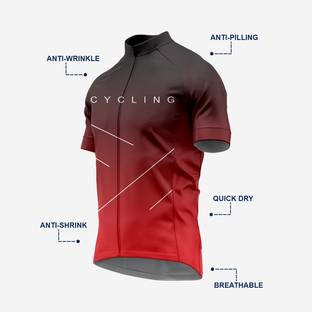 Men’s Cycling Short Sleeve Jersey Performance Road Bike Apparel - Dark Red