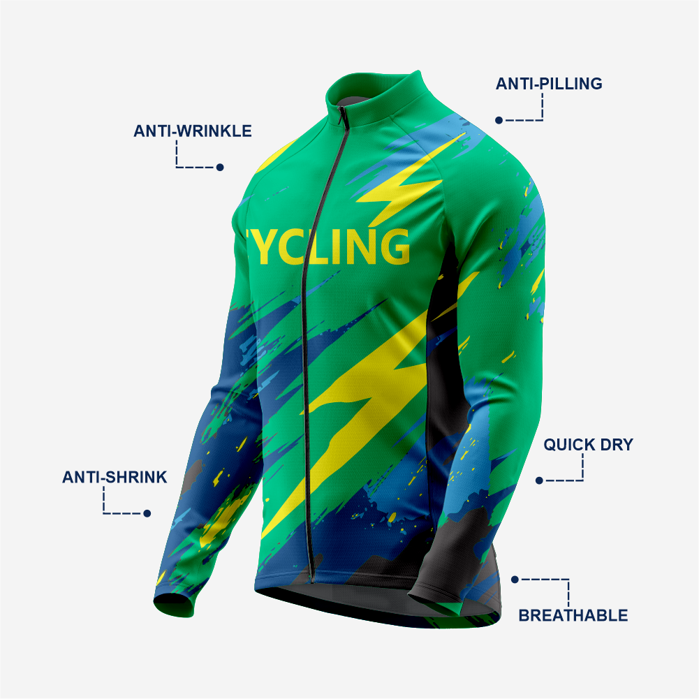 Men’s Long Sleeve Bike Jersey and Bib Shorts Set - Green