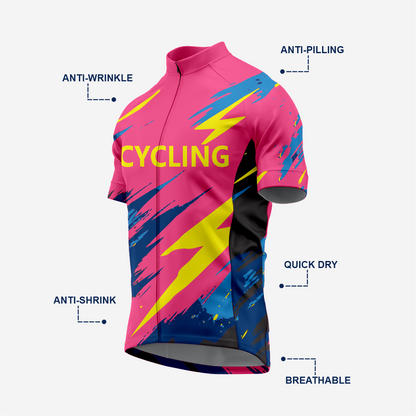 High Performance Men’s Cycling Short Sleeve Jersey for Riders - Pink