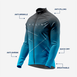 Men’s Long Sleeve Cycling Top and Bib Shorts Set - Blue & Gray - K2 Sportswear | Custom Sports Uniforms & Apparels - K2 Sportswear