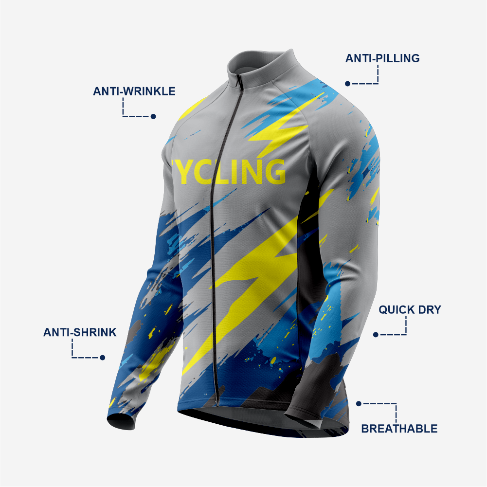 Breathable Men’s Dark Gray Long Sleeve Cycling Jersey with Pockets