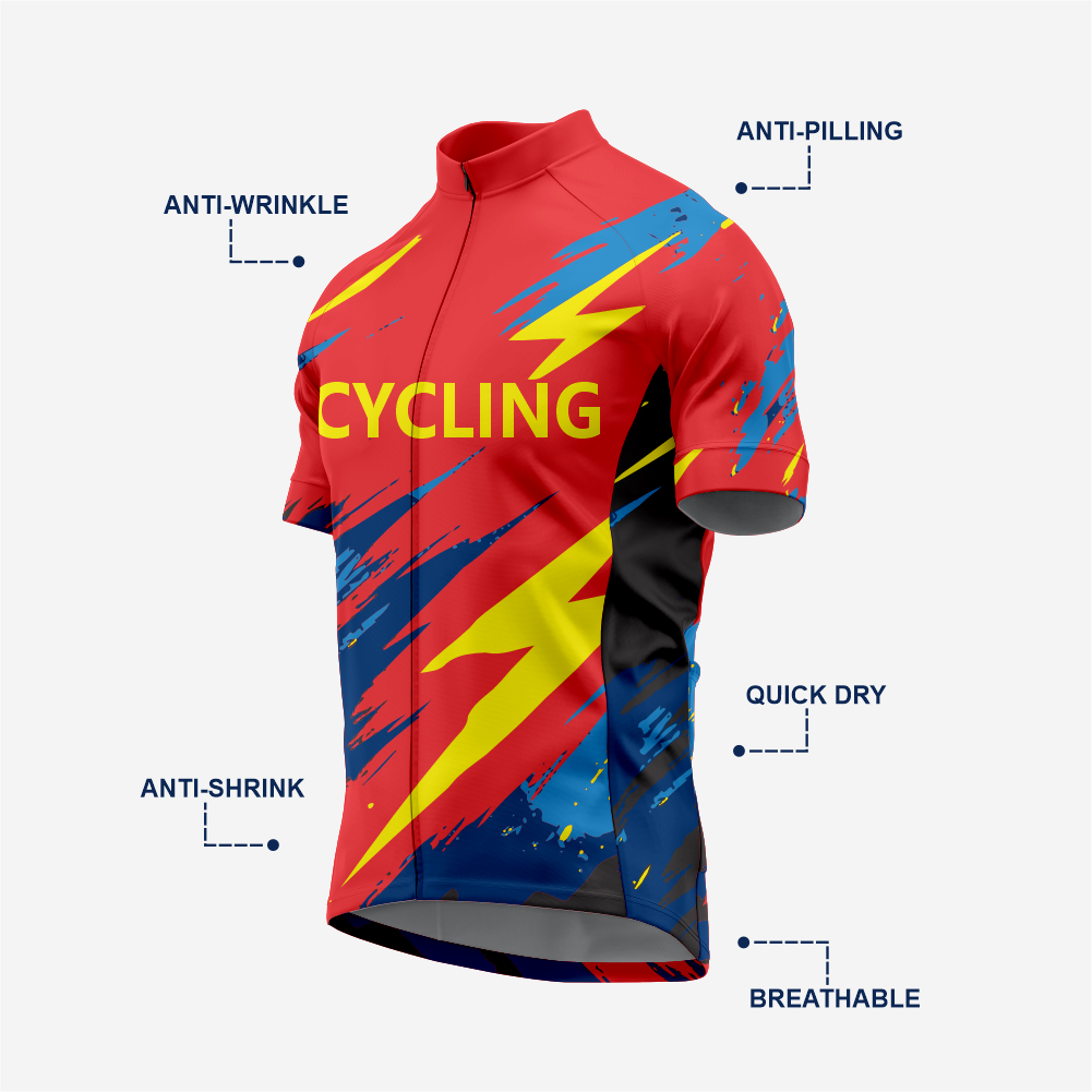 Men’s Short Sleeve Cycling Jersey for Road and Racing - Red