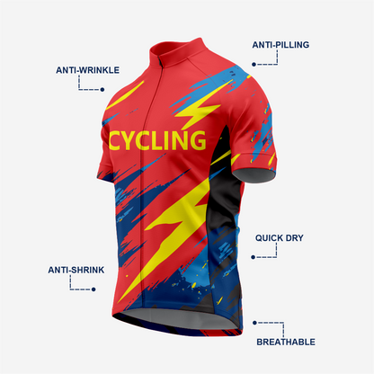 Men’s Short Sleeve Cycling Jersey for Road and Racing - Red