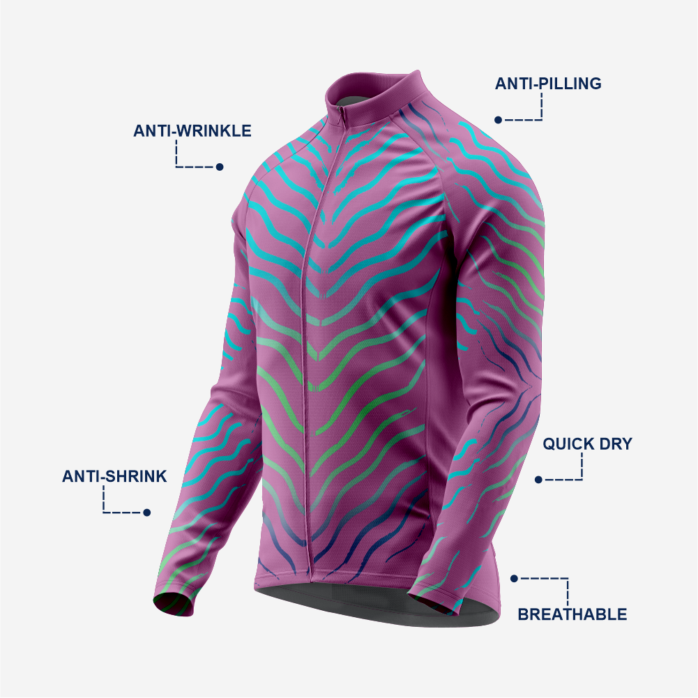Dark Purple Men’s Long Sleeve Cycling Jersey Durable Bicycle Jerseys Mens