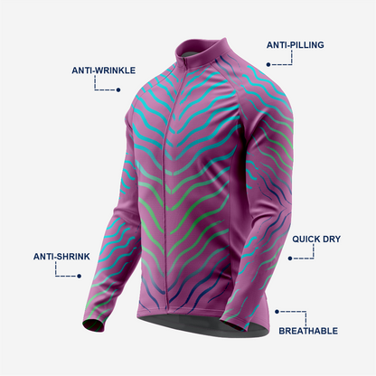 Dark Purple Men’s Long Sleeve Cycling Jersey Durable Bicycle Jerseys Mens