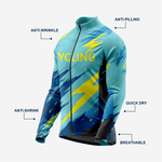 Men’s Long Sleeve Cycling Jersey and Bib Shorts Set - Teal Blue - K2 Sportswear | Custom Sports Uniforms & Apparels - K2 Sportswear