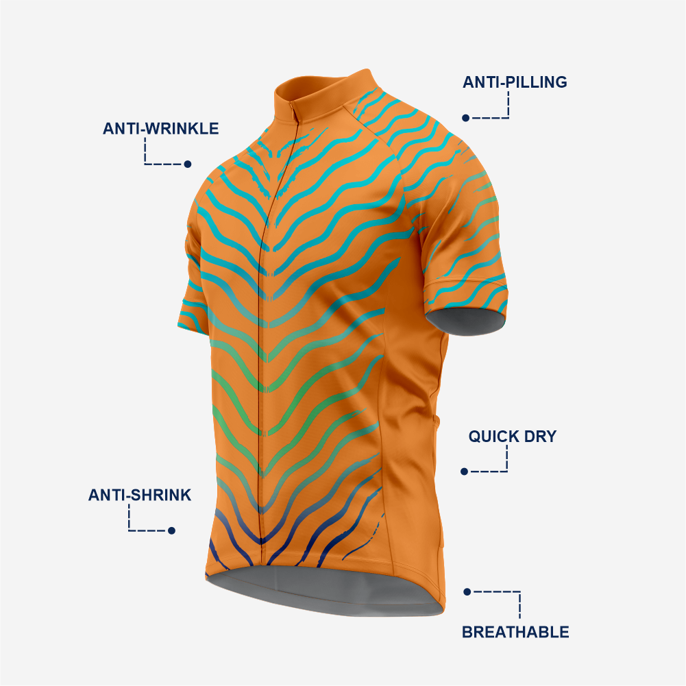 Men’s Orange Short Sleeve Cycling Jersey for Road and Racing