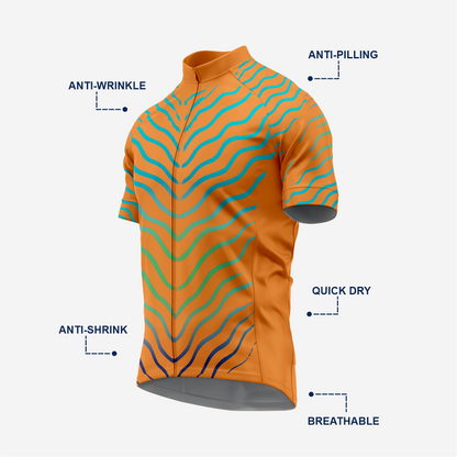 Men’s Orange Short Sleeve Cycling Jersey for Road and Racing