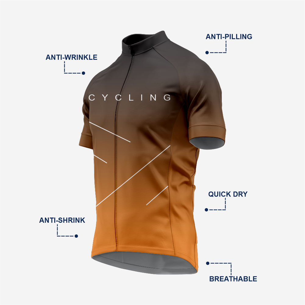 Men’s Cycling Short Sleeve Jersey Performance Road Bike Apparel - Dark Orange