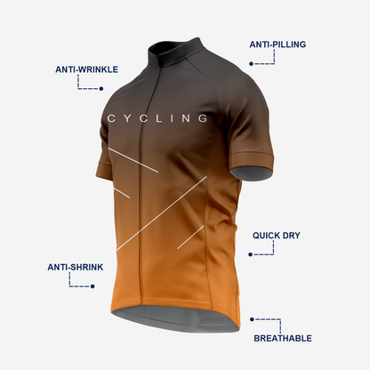 Men’s Cycling Short Sleeve Jersey Performance Road Bike Apparel - Dark Orange