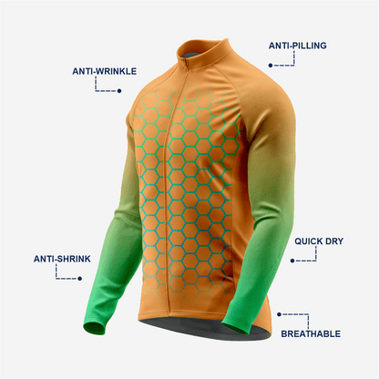 Men's Long Sleeve Cycling Jersey| Breathable Hex Print Bike Jersey - K2 Sportswear | Custom Sports Uniforms & Apparels - K2 Sportswear