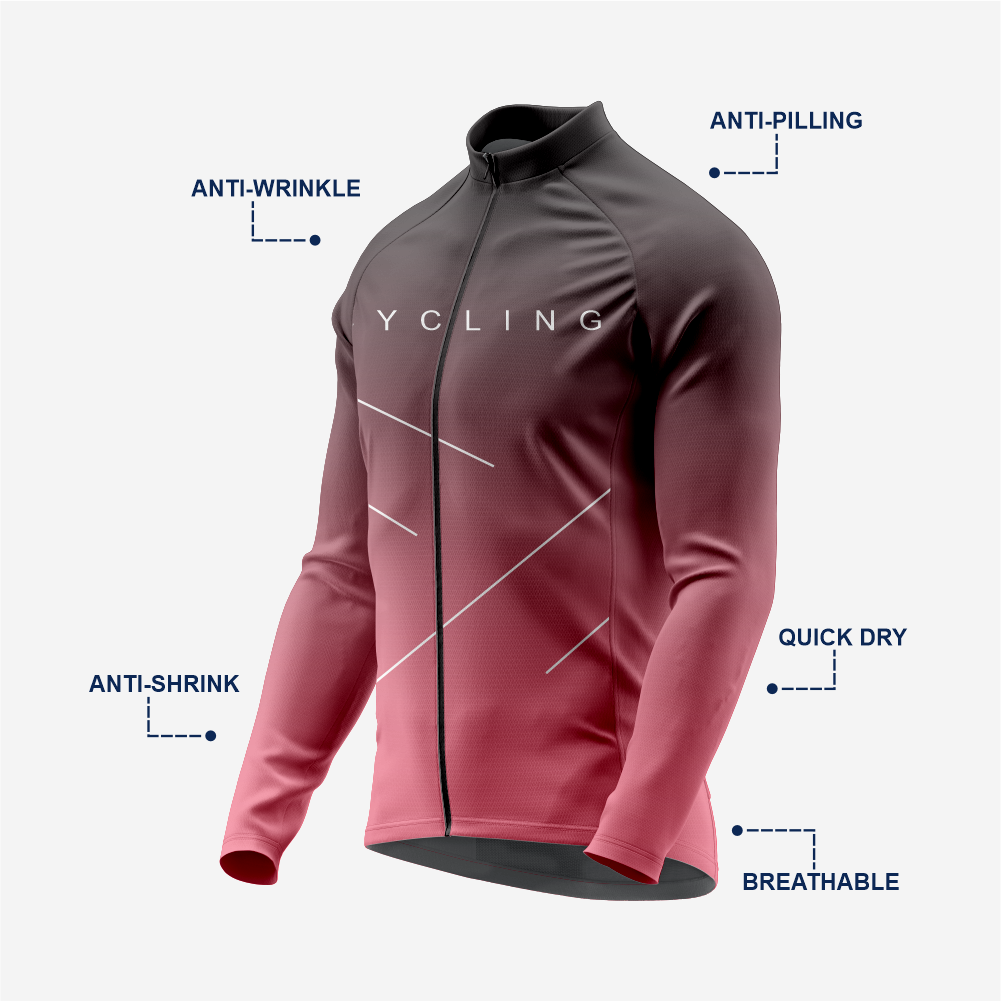 Men’s Long Sleeve Cycling Top and Bib Shorts Set - Rose Gold