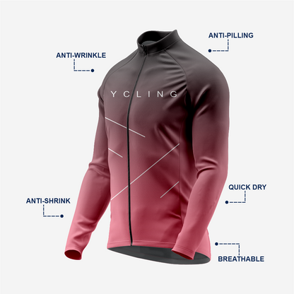 Men’s Long Sleeve Cycling Top and Bib Shorts Set - Rose Gold