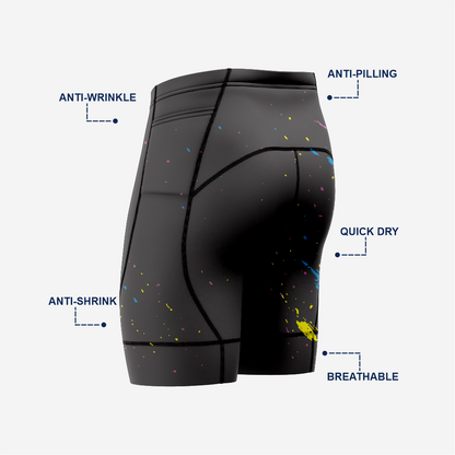 Black Mens Padded Bicycle Shorts with Breathable Compression Fabric