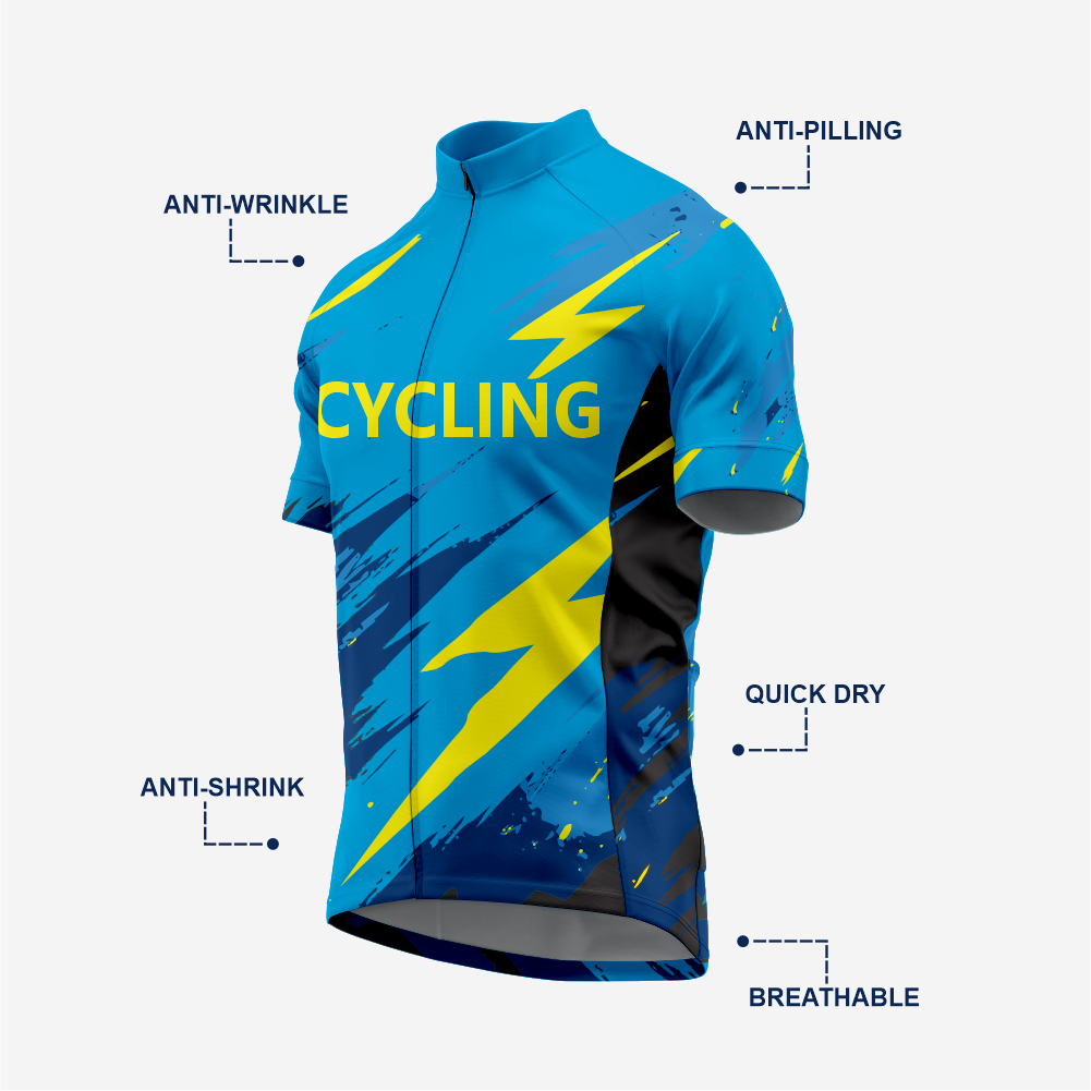 Men’s Short Sleeve Cycling Jersey for Road and Racing - Blue