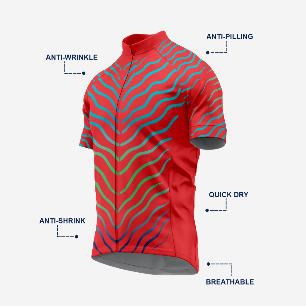 Men’s Red Short Sleeve Cycling Jersey for Road and Racing