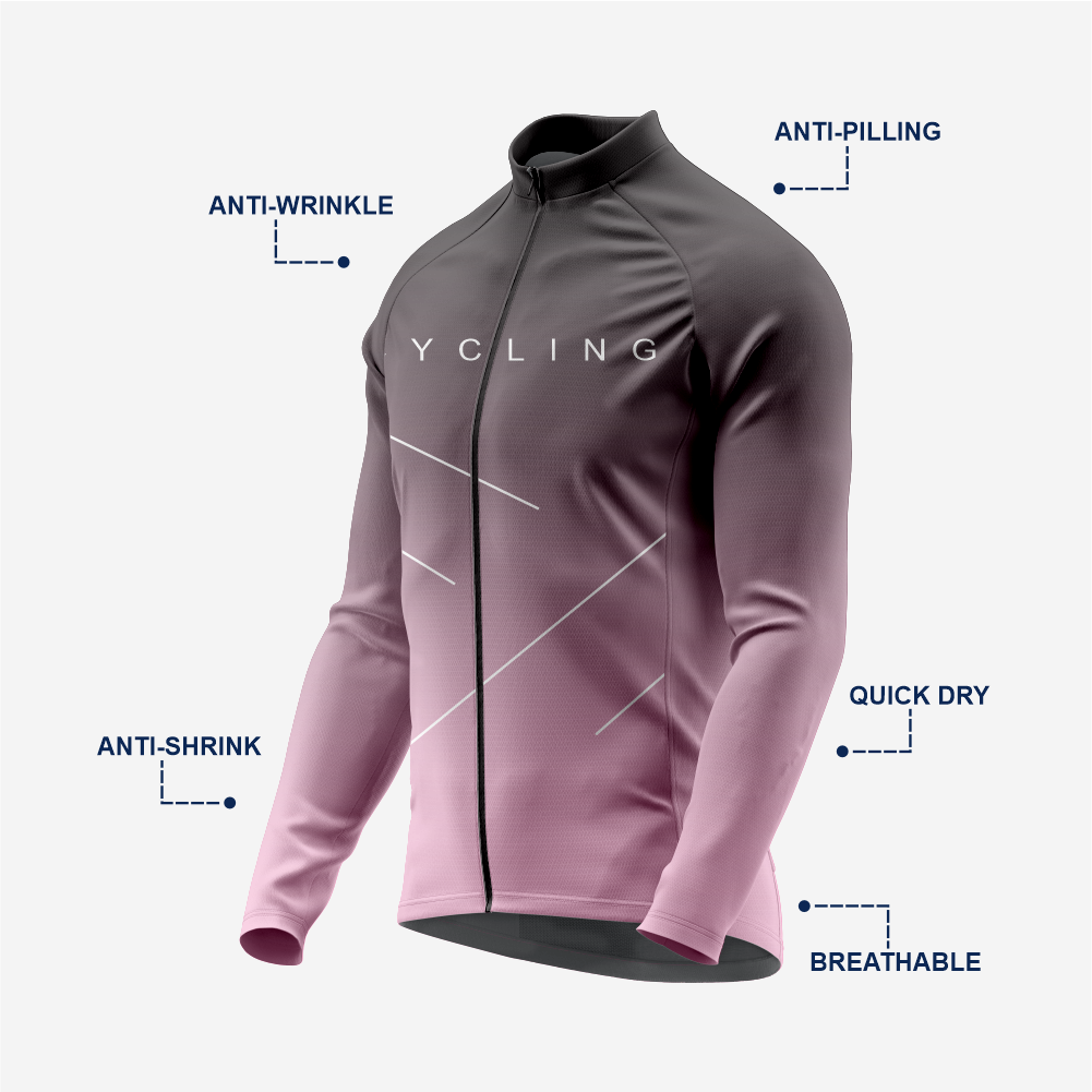 Men’s Long Sleeve Cycling Top and Bib Shorts Set - Pastel Purple