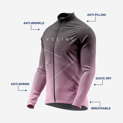 Men’s Long Sleeve Cycling Top and Bib Shorts Set - Pastel Purple