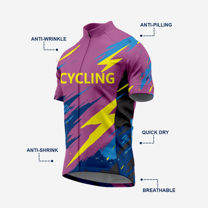 Men’s Short Sleeve Cycling Jersey for Road and Racing - Magenta