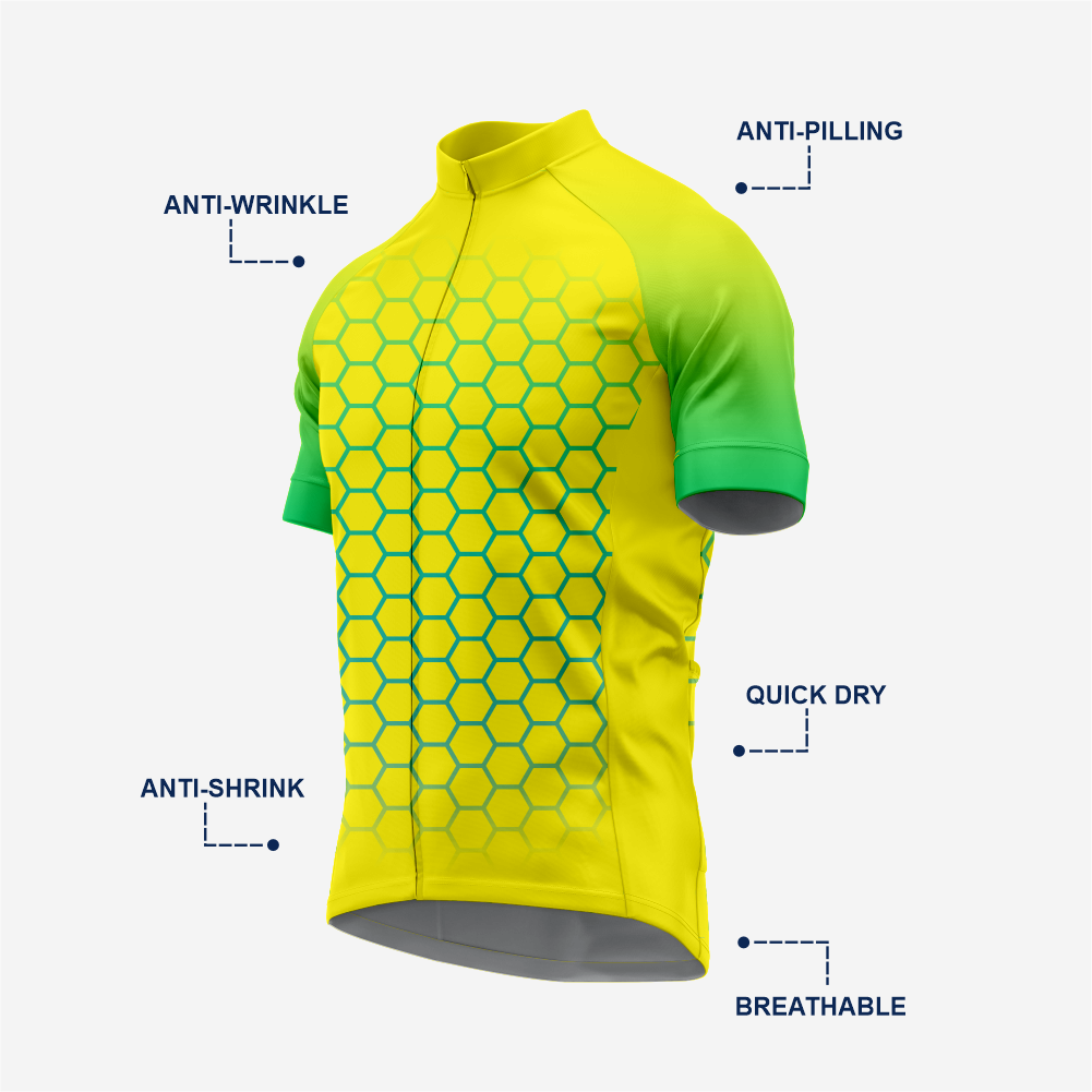 Men's Short Sleeve Cycling Jersey | Hexagon Print Performance Shirt