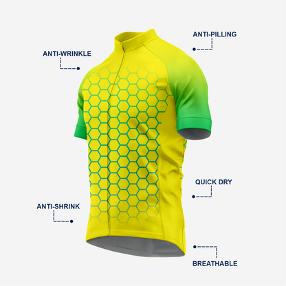 Men's Short Sleeve Cycling Jersey | Hexagon Print Performance Shirt