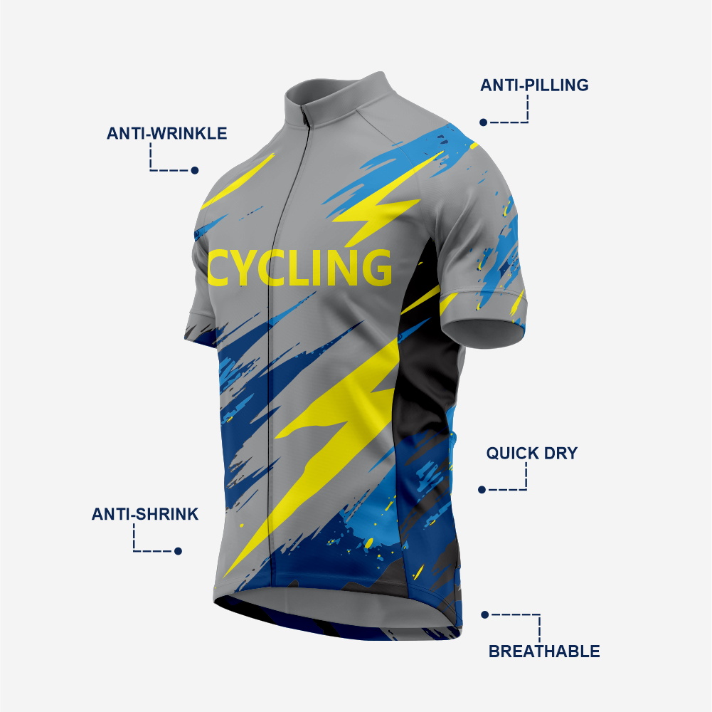 Men's Gray Cycling Jersey and Shorts Set Pro Fit