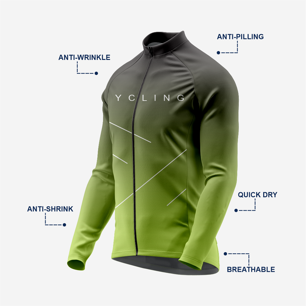Men’s Olive Long Sleeve Cycling Jersey for Road Riders
