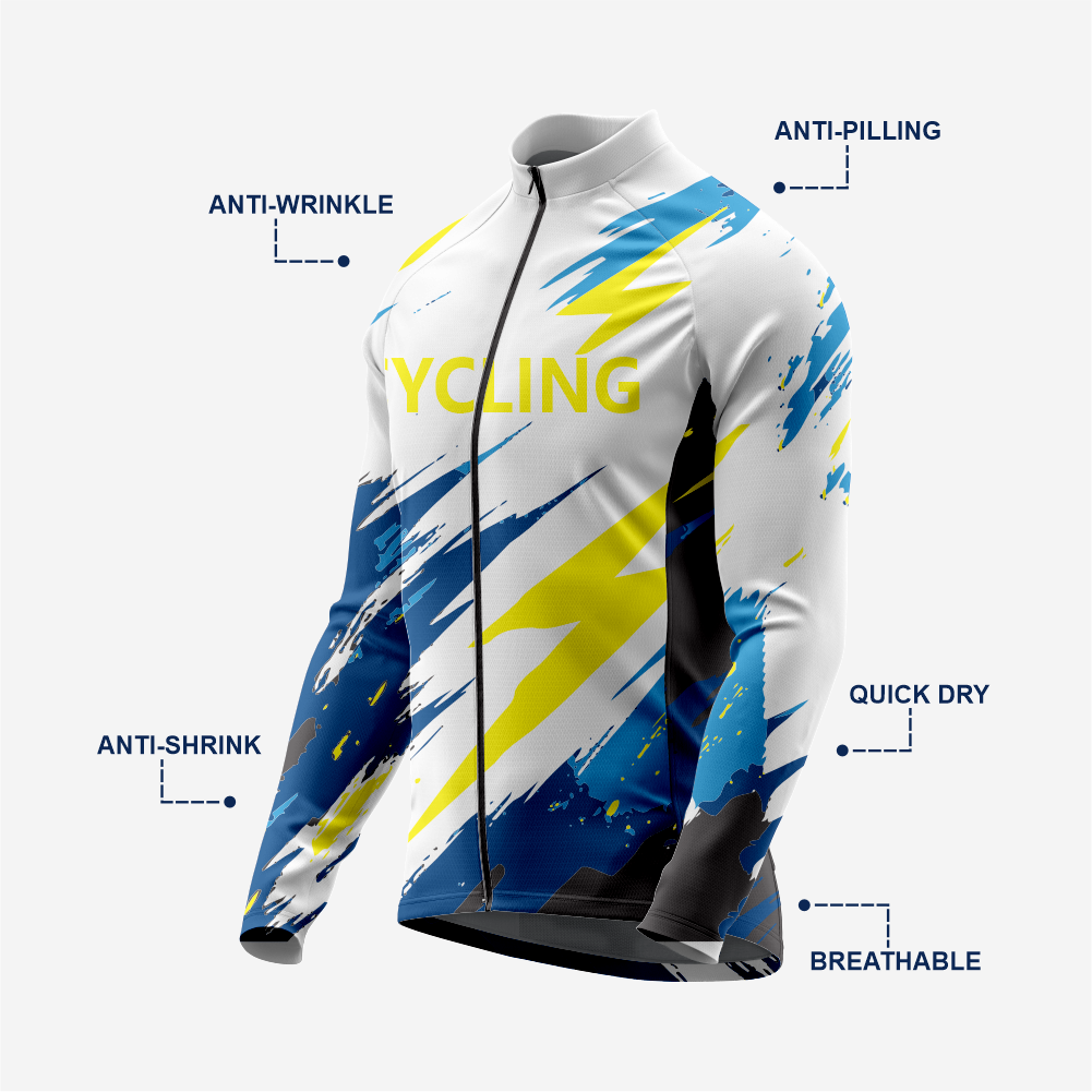 Men’s Long Sleeve Cycling Jersey and Bib Shorts Set - Light Gray