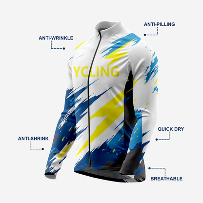 Men’s Long Sleeve Cycling Jersey and Bib Shorts Set - Light Gray