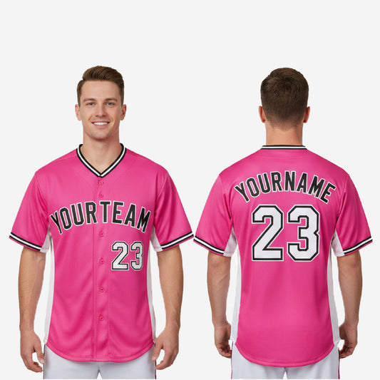 Personalized Baseball Jersey in Pink - Custom Team Name Number Sublimated Baseball Shirt