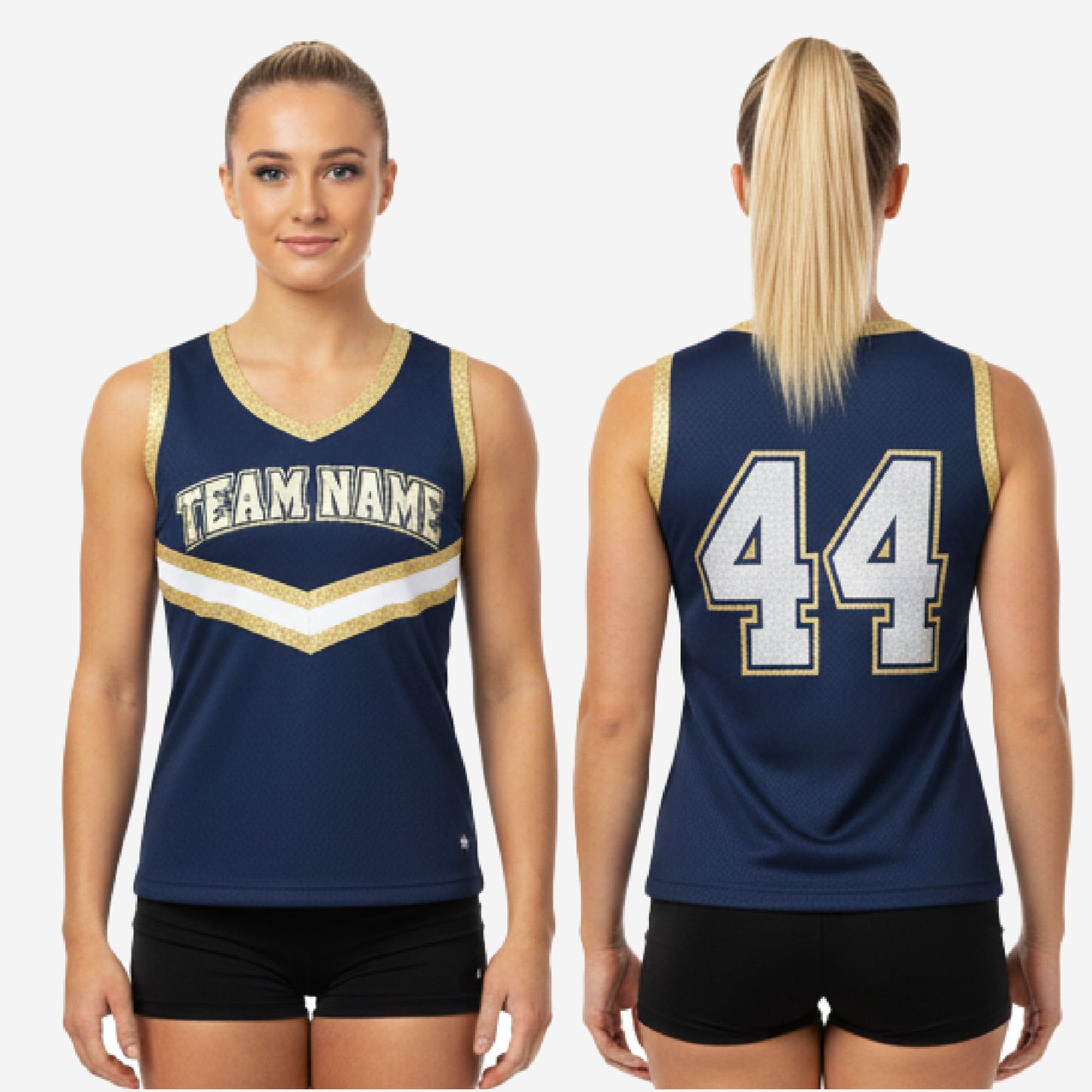 Custom Printed Cheerleading Tank Top - Navy Sleeveless Shell
