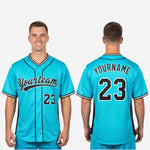 Custom Baseball Jersey in Turquoise - Youth & Adult Full Button Team Name Number Jersey