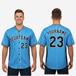 Custom Baseball Uniform Jersey - Pinstripe Full Button Sublimated Jersey in Sky