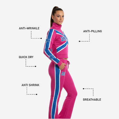 Personalized Cheer Tracksuit Pink - Custom Team Name Half Zip Warmup & Joggers Set