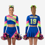 Custom Sublimated Blue Cheerleading Set - Crop Top & Pleated Skirt Team Uniform